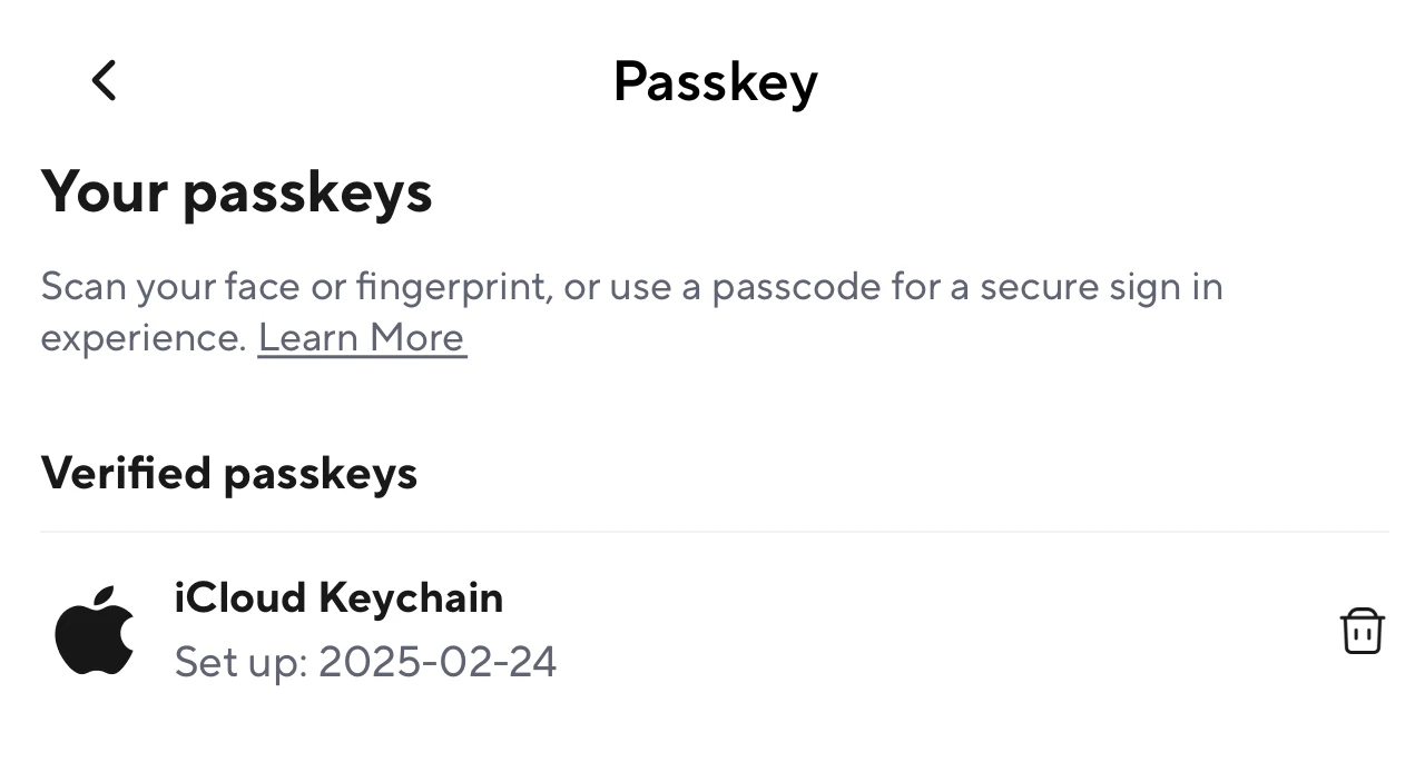 Passkey to the account on AliExpress