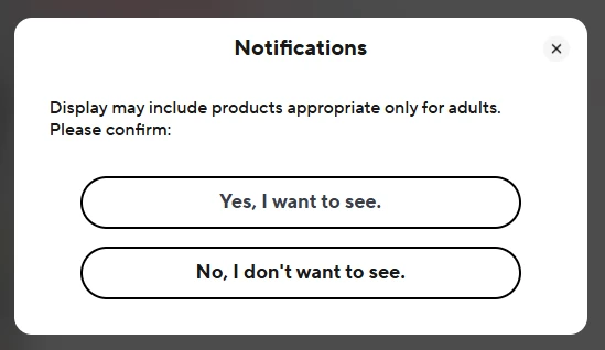 AliExpress notification about the need to confirm age
