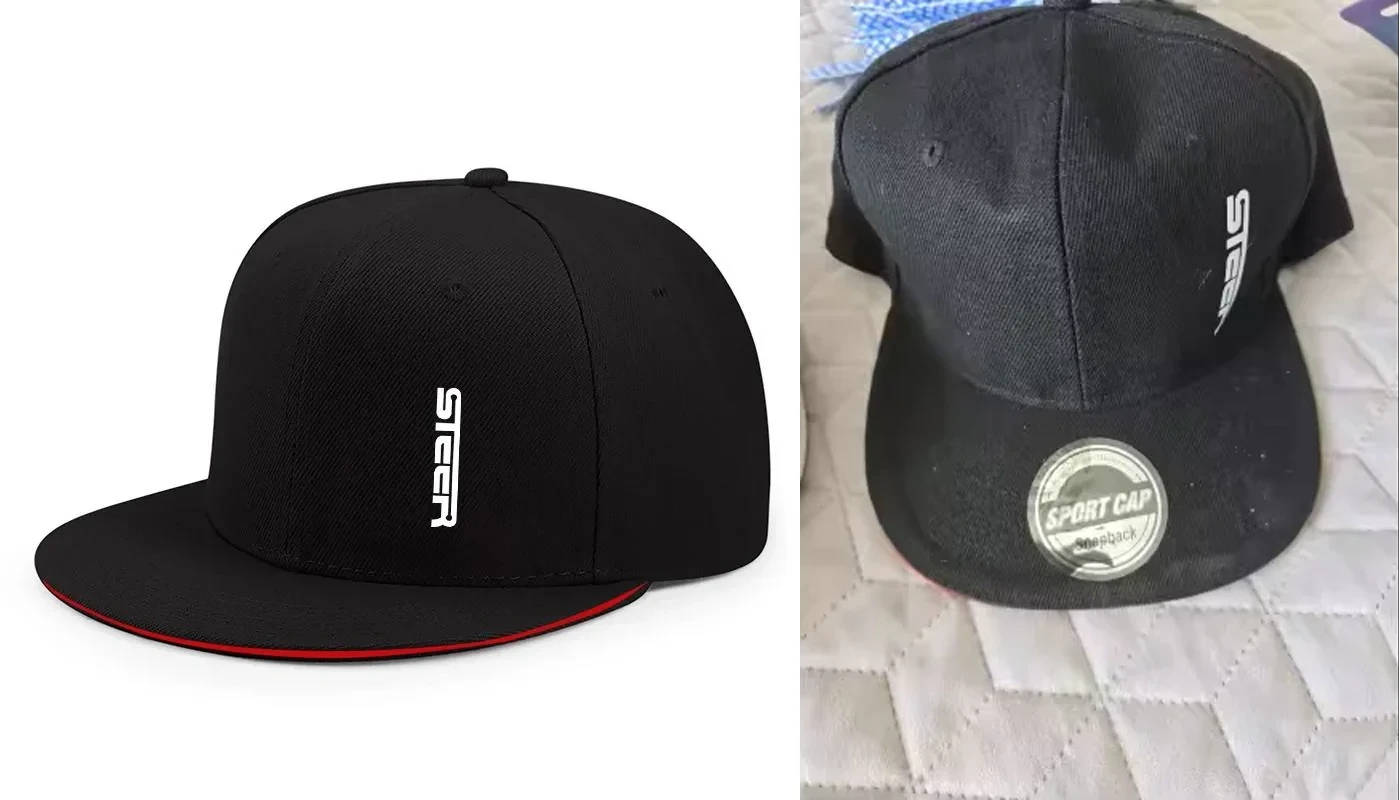 AliExpress cap - expectation vs. reality photo of a failed purchase