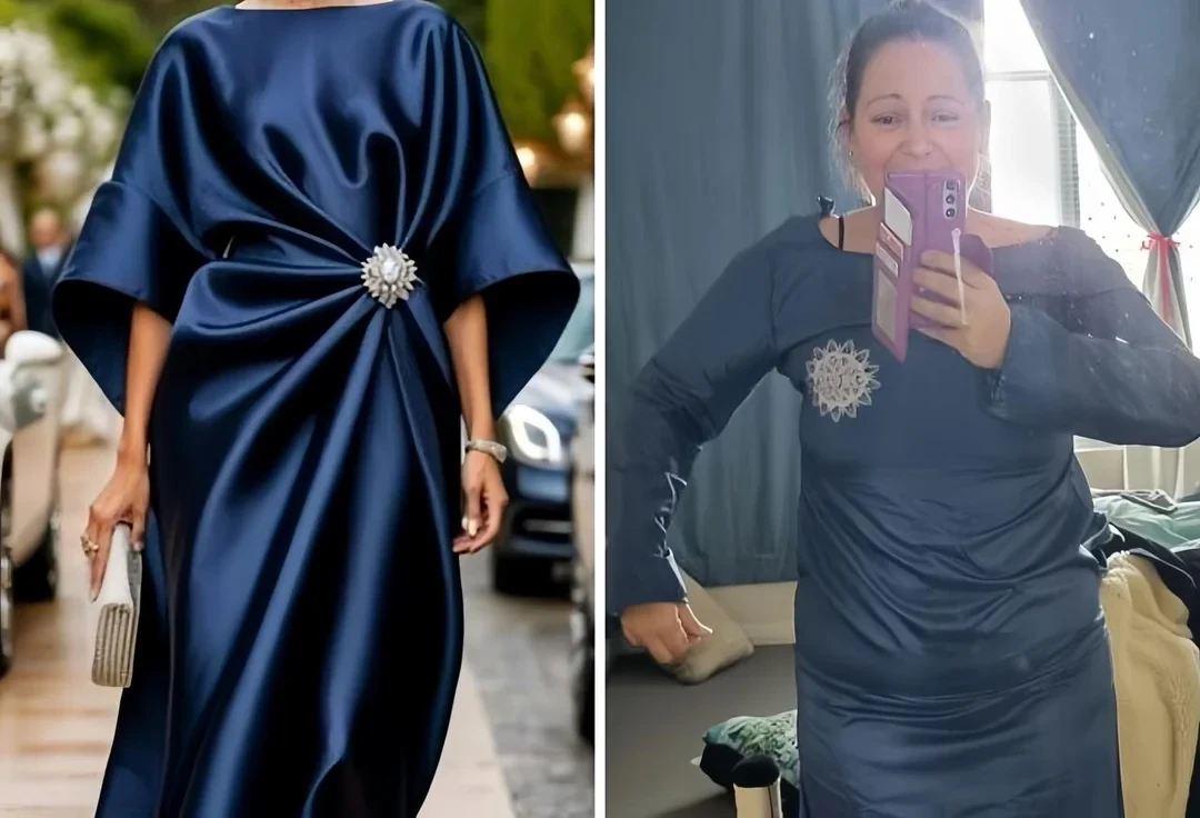 Satin evening dress from AliExpress - expectation vs. reality photo of a failed purchase