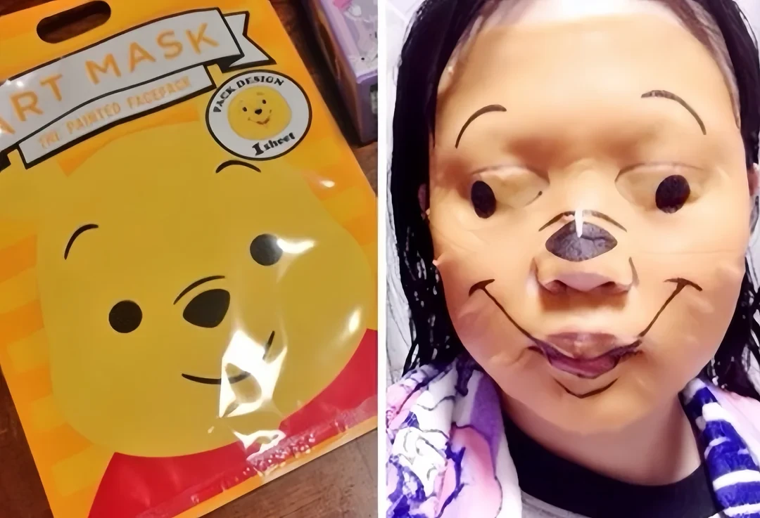 Winnie-the-Pooh skincare mask from AliExpress - expectation vs. reality photo of a failed purchase